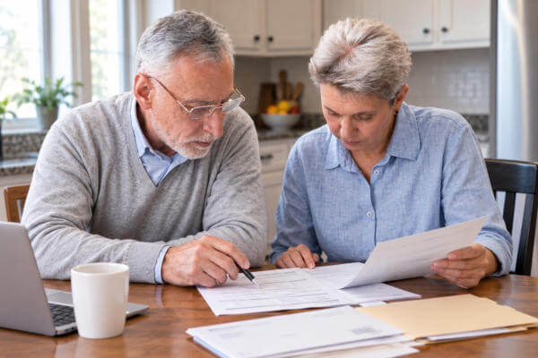 Siblings reviewing probate paperwork to verify who has authority to sell
